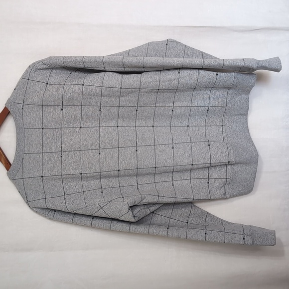 Champion Grey Navy Grid Print Crewneck Sweatshirt Size Medium - Picture 6 of 6